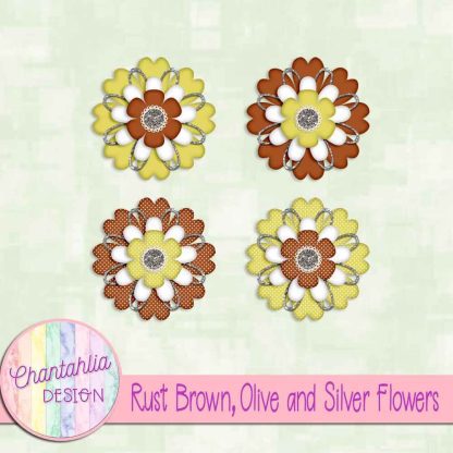 Free rust brown olive and silver flowers