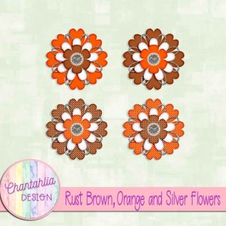 Free rust brown orange and silver flowers