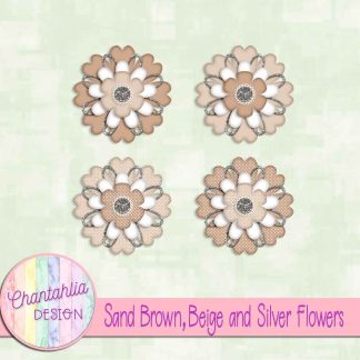 Free sand brown beige and silver flowers