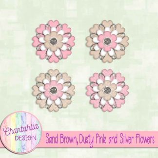 Free sand brown dusty pink and silver flowers