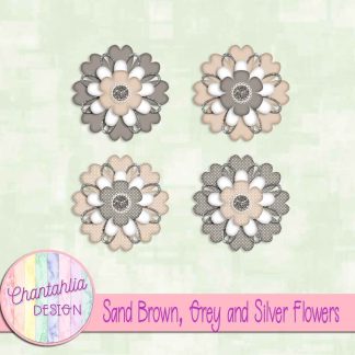 Free sand brown grey and silver flowers