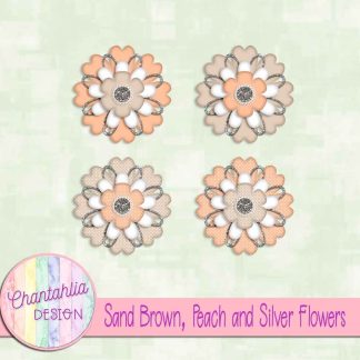 Free sand brown peach and silver flowers