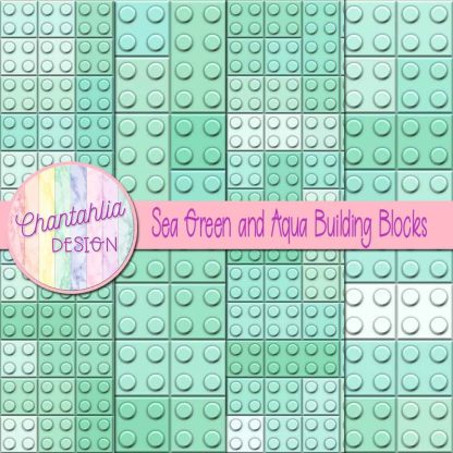 Free sea green and aqua building blocks digital papers