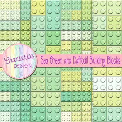 Free sea green and daffodil building blocks digital papers