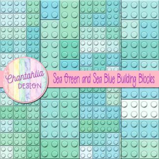 Free sea green and sea blue building blocks digital papers