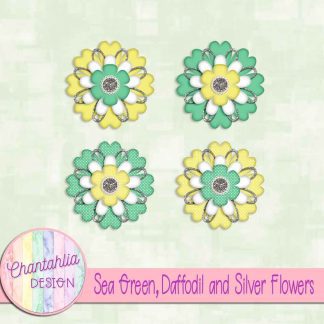 Free sea green daffodil and silver flowers