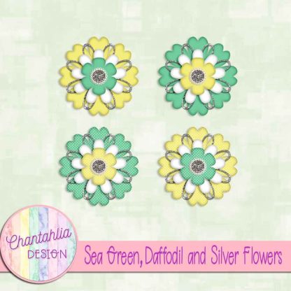 Free sea green daffodil and silver flowers