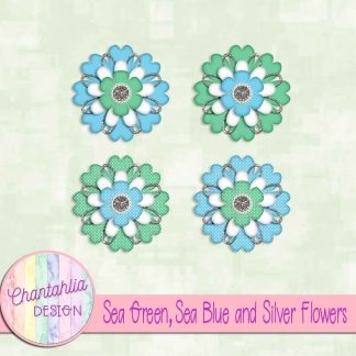 Free sea green sea blue and silver flowers