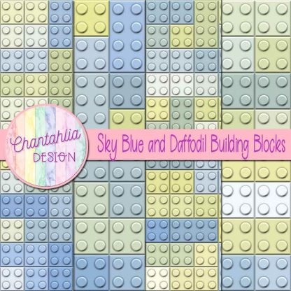 Free sky blue and daffodil building blocks digital papers