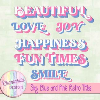 Free sky blue and pink retro titles
