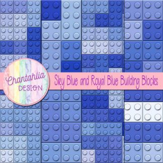 Free sky blue and royal blue building blocks digital papers