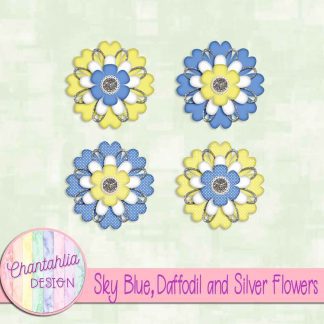 Free sky blue daffodil and silver flowers