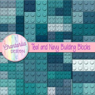 Free teal and navy building blocks digital papers