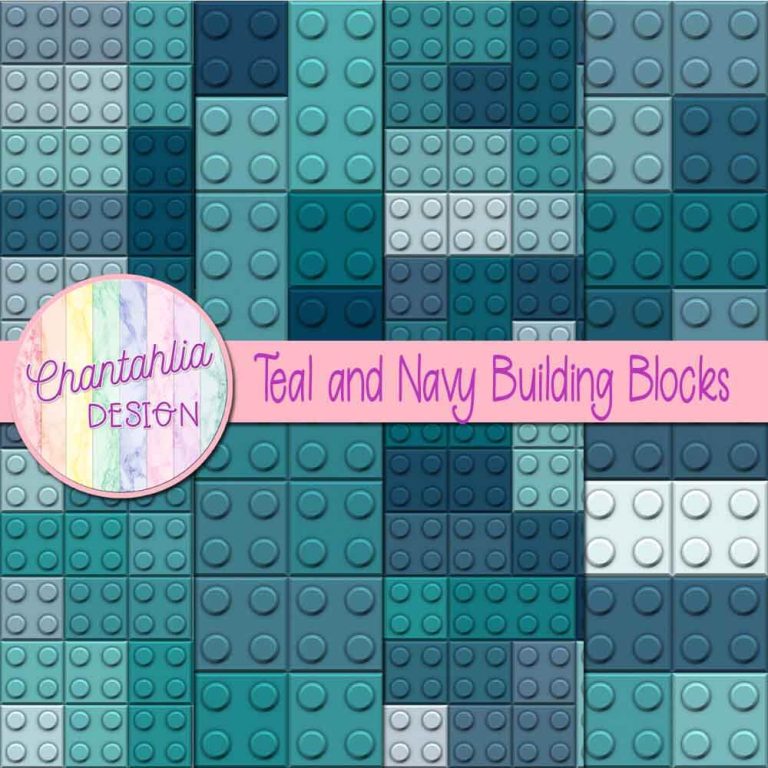 Teal and Navy Building Blocks Digital Papers