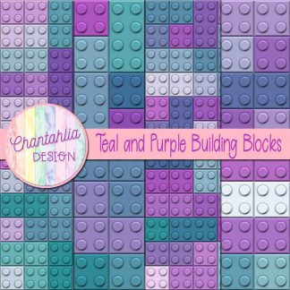 Free teal and purple building blocks digital papers