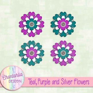 Free teal purple and silver flowers
