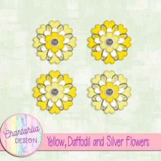 Free yellow daffodil and silver flowers