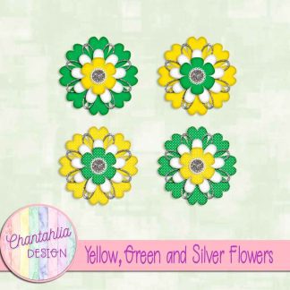 Free yellow green and silver flowers