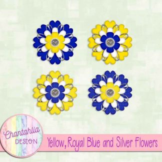 Free yellow royal blue and silver flowers