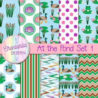 Free digital papers in an At the Pond theme