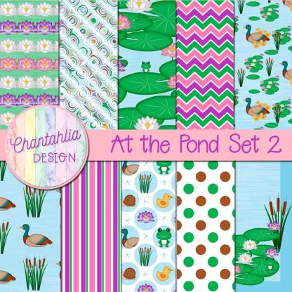 Free digital papers in an At the Pond theme