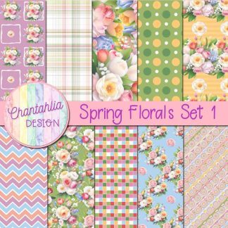 Free digital papers in a Spring Florals theme
