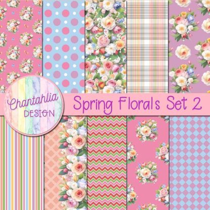 Free digital papers in a Spring Florals theme