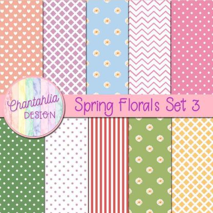 Free digital papers in a Spring Florals theme