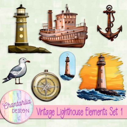 Free design elements in a Vintage Lighthouse theme