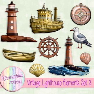 Free design elements in a Vintage Lighthouse theme