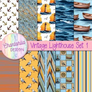Free digital papers in a Vintage Lighthouse theme