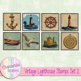 Free stamps in a Vintage Lighthouse theme