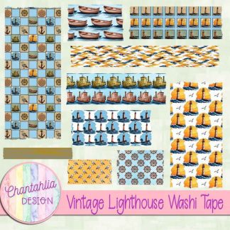 Free washi tape in a Vintage Lighthouse theme