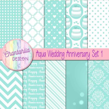 Free aqua wedding anniversary digital papers