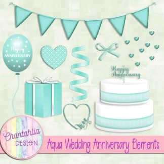 Free aqua wedding anniversary elements set 1