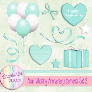 Free aqua wedding anniversary elements set 2