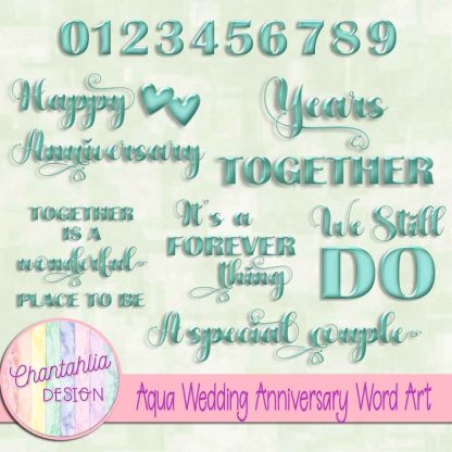 Free aqua wedding anniversary word art