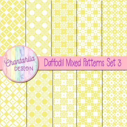 Free daffodil mixed patterns digital papers
