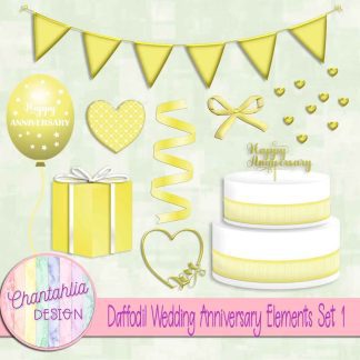 Free daffodil wedding anniversary elements set 1