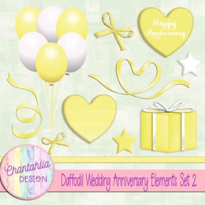 Free daffodil wedding anniversary elements set 2