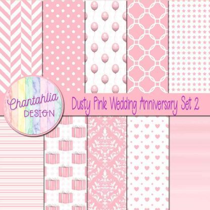 Free dusty pink wedding anniversary digital papers