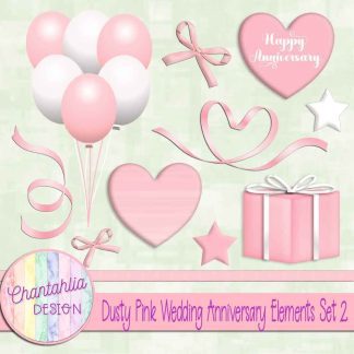 Free dusty pink wedding anniversary elements set 2