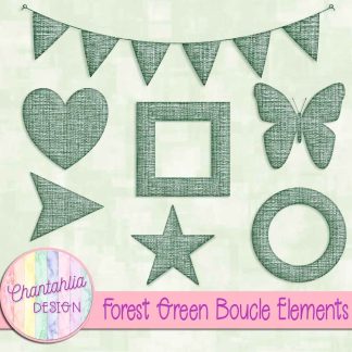 Free forest green boucle elements