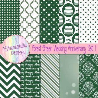 Free forest green wedding anniversary digital papers