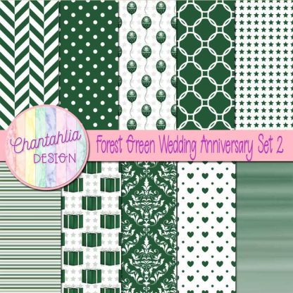 Free forest green wedding anniversary digital papers