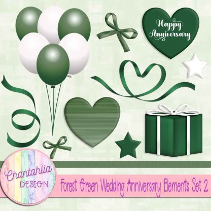 Free forest green wedding anniversary elements set 2