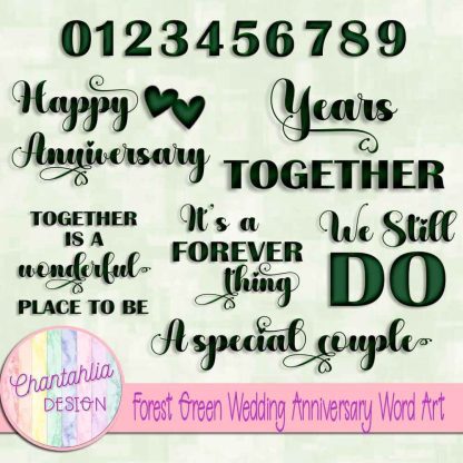 Free forest green wedding anniversary word art