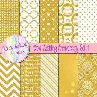 Free gold wedding anniversary digital papers