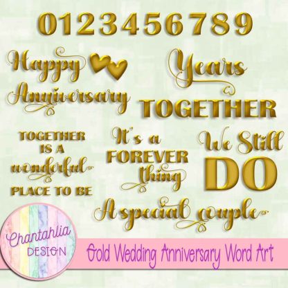 Free gold wedding anniversary word art