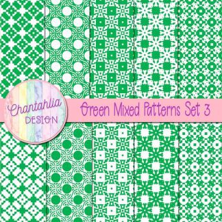 Free green mixed patterns digital papers